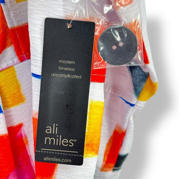 Ali Miles Textured Abstract Print Wire Collar Tunic Top Shirt Plus Sz 0X Artsy - Picture 8 of 10